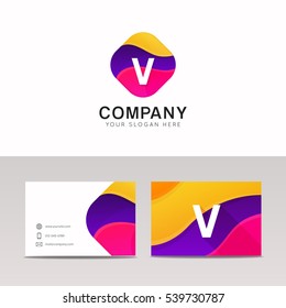 Fun abstract colorful shape V letter logo icon sign vector design