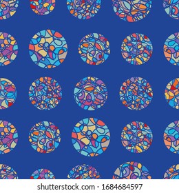 Fun abstract doodle circles seamless pattern - hand drawn background - great for textiles, wallpapers, banners - vector surface design