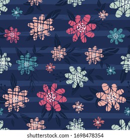 Flores de doodle abstractas divertidas, de fondo floral creativo, excelentes para tejidos de verano y primavera, banderas, tapicerías, envolturas - diseño vectorial