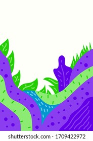 Fun abstract hand drawn backgrounds. Social media stories design templates nature. Vertical posters for greeting cards, banners, advertising. Vector illustration