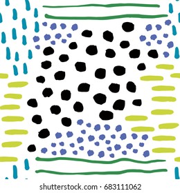 Fun abstract pattern with different Brush Strokes. Hand drawn ink elements texture. 