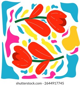 Fun Abstract Pattern with Tulips