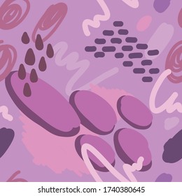 Fun abstract seamless pattern. Hand drawn ink elements texture.