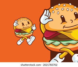 Fun Adorable Walking Little Burger Character