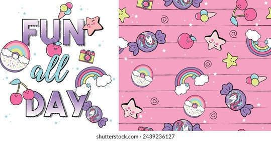 FUN ALL DAY CUTE RAINBOW UNICORN 