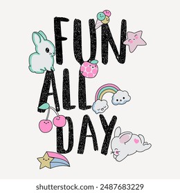 FUN ALL DAY DESIGN FOR GIRL'S T-SHIRTS