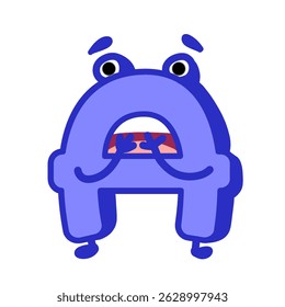 Fun Alphabet, Cartoon character letter A with cute expression. Cute cartoon alphabet character illustration for early childhood education.