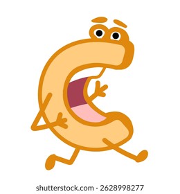 Fun Alphabet, Cartoon character letter C with cute expression. Cute cartoon alphabet character illustration for early childhood education.