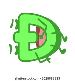 Fun Alphabet, Cartoon character letter D with cute expression. Cute cartoon alphabet character illustration for early childhood education.