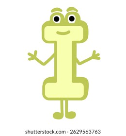 Fun Alphabet, Cartoon character letter I with cute expression. Cute cartoon alphabet character illustration for early childhood education.