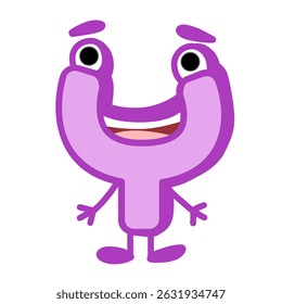 Fun Alphabet, Cartoon character letter Y with cute expression. Cute cartoon alphabet character illustration for early childhood education.	