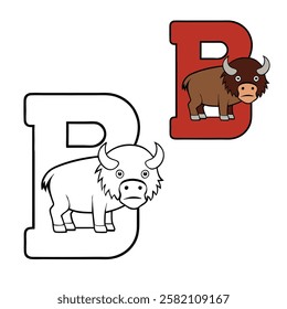 "Fun alphabet coloring page featuring the letter 'B' with a cute beaver! Perfect for kids to learn letters while enjoying creative coloring. Print and color now!"