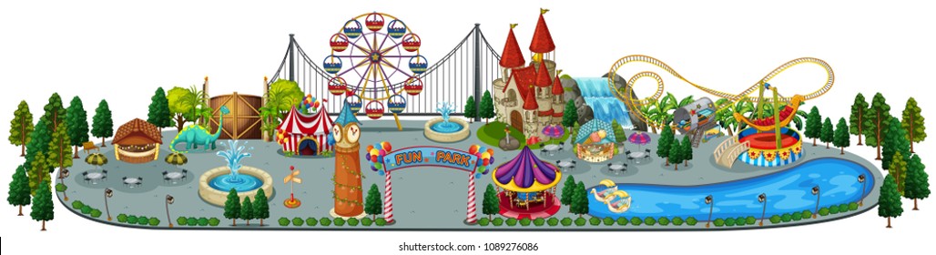 A Fun Amusement Park Map Illustration