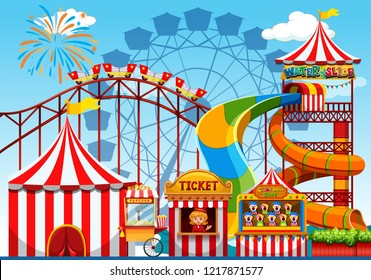 Fun amusement park template illustration