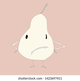 Fun angry pear hand draw vectorial.