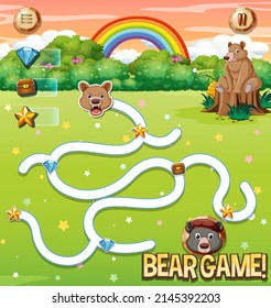 Fun animal boardgame template illustration