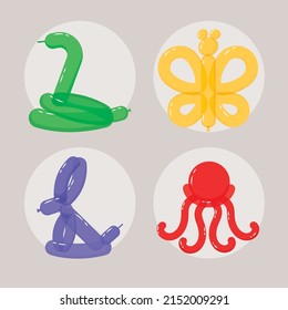 fun animals balloons icon set