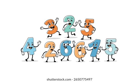 Fun animated numbers dancing together in playful celebration