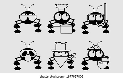 fun ant character with pose