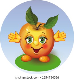 Fun Apple. Vector image for animation , illustration, and as a child picture element.