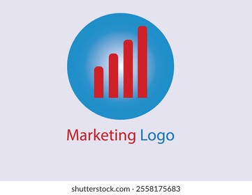 Fun and approachable design using colorful icons of emojis perfect for social media marketing agencies. A professional marketing logo with a monochrome design featuring a bar graph and a rising arrow.