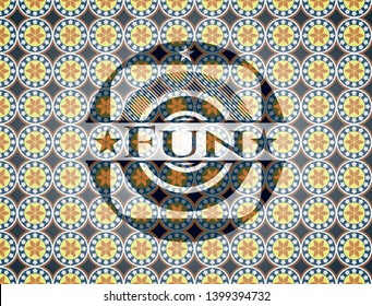 Fun arabic emblem background. Arabesque decoration.
