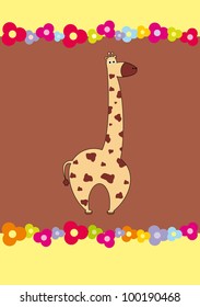 fun baby card with giraffe.vector illustration