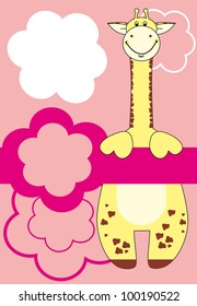fun baby card with giraffe.vector illustration