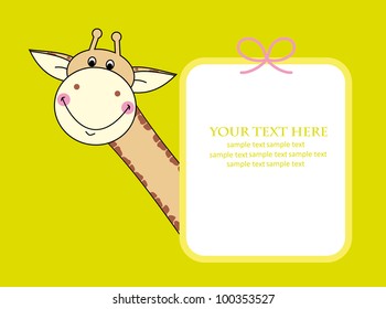fun baby card with giraffe.vector illustration