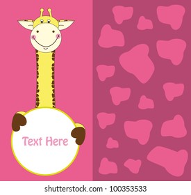 fun baby card with giraffe.vector illustration