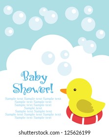 fun baby shower card. vector illustration