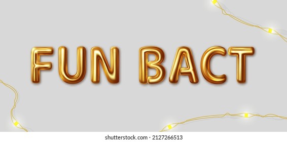 Un pacto divertido. Letras de oro de inscripción vectorial en un fondo gris con una guirnalda LED de vacaciones a su lado. Grabación de diseño para tarjeta, pancarta, afiche e impresión