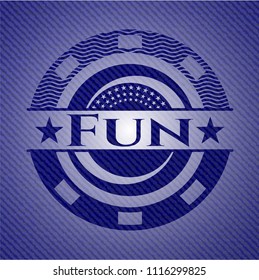 Fun badge with denim background