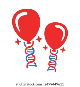 fun balloons with DNA string cool modern logo cartoon coloring vector vintage classic illustration style