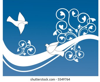 fun banner with hearts and bird vector 2 of 3