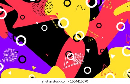 Fun Banner. Ink Funny Poster. Geometric Art. 