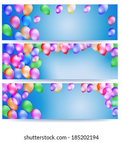 Fun banners with colorful balloons. Vector. EPS -10