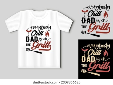 Fun barbecue and grill inscription. Vector lettering for t shirt, poster, card. Funny BBQ concept with t-shirt mockup