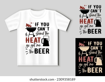 Fun barbecue and grill inscription. Vector lettering for t shirt, poster, card. Funny BBQ concept with t-shirt mockup