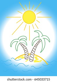 Fun Beach logo with palm tree. Vector.