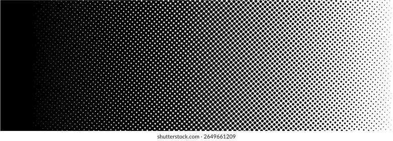 fun beautiful black and white shadow halftones retro pop art funky urban colorful comic book. Dotted halftone gradient texture. Vanishing polka dot background. 