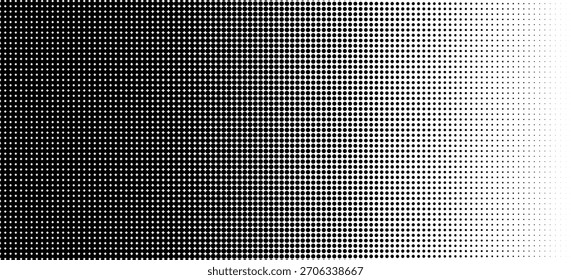 Divertido hermoso blanco y negro tonos medios retro arte pop funky urbano colorido cómic. Textura de degradado semitono punteado. Fondo de lunares desapareciendo. Patrón de gradación de puntos repetitivos
