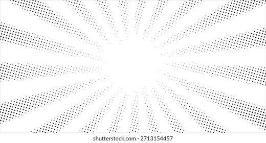 fun beautiful black and white shadow halftones retro pop art funky urban colorful comic book. Dotted halftone gradient texture. Vanishing polka dot background. Repeating dots gradation pattern backgro