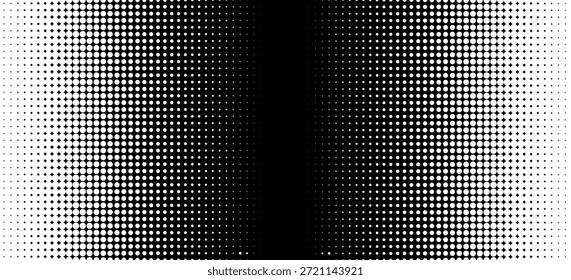 Divertido hermoso blanco y negro tonos medios retro arte pop funky urbano colorido cómic. Textura de degradado semitono punteado. Fondo de lunares desapareciendo. Fondo de patrón de gradación de puntos repetitivos