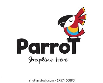 Fun bird, parrot logo design. Vector.
