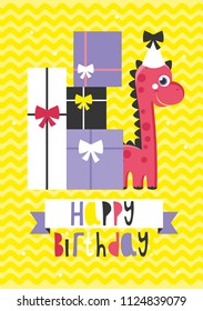 Fun Birthday Card Baby Dino Vector Stock Vector (Royalty Free ...