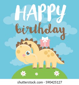 Fun Birthday Card Baby Dino Vector Stock Vector (Royalty Free ...