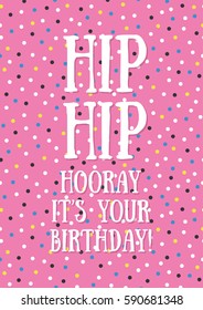 Fun Birthday Card with confetti. Vector illustration.
