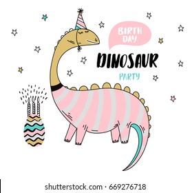Fun birthday card with dinosaur