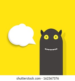 fun black monster with speech bubble